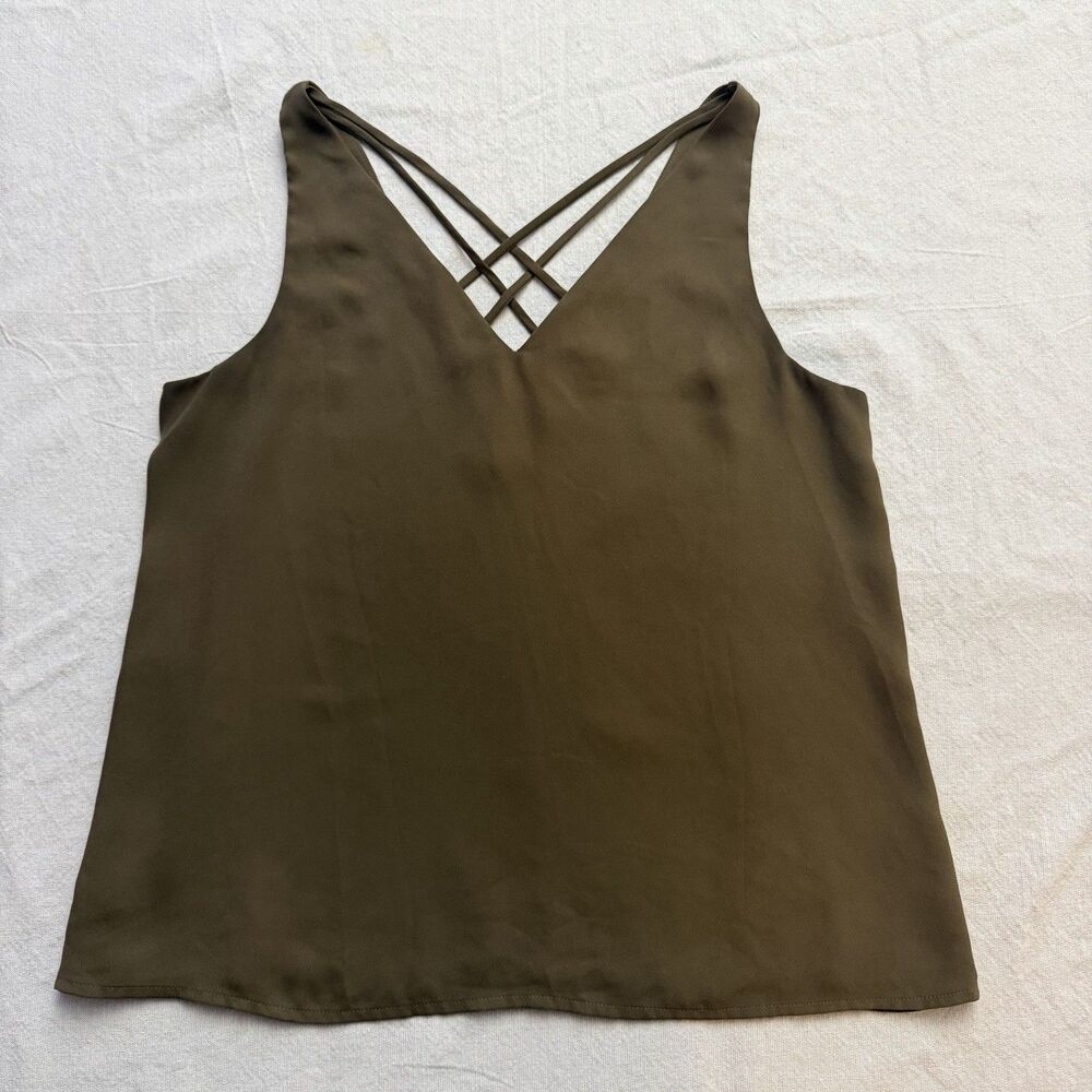 Express Women Tank Top Size Small Olive Green Sleeveless Pull over Criss Cross